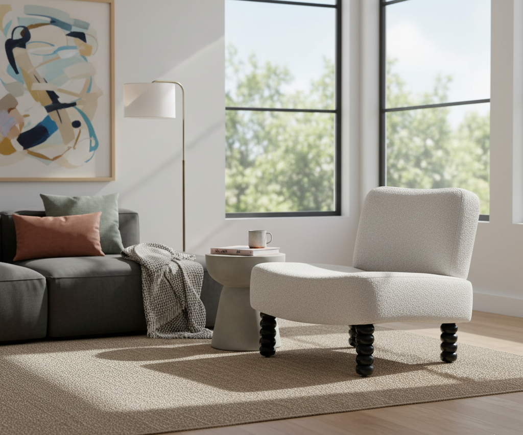 Bascota Lounge Chair - Sculptural Beech Wood Legs 3