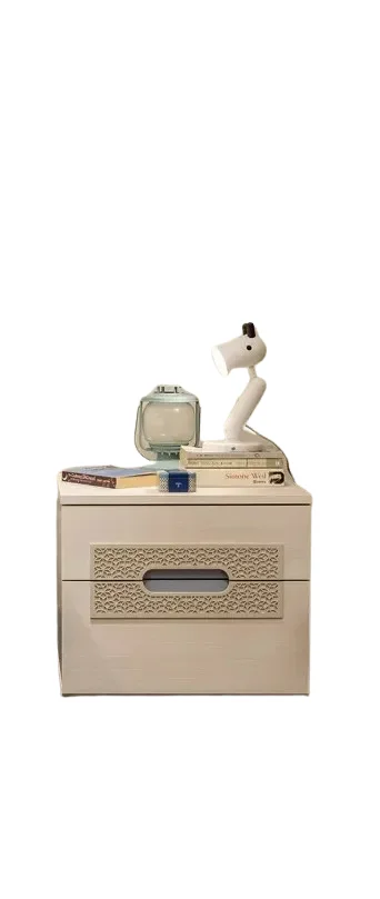 Moon Night stand With 2 Patterned Drawers - White Color 0