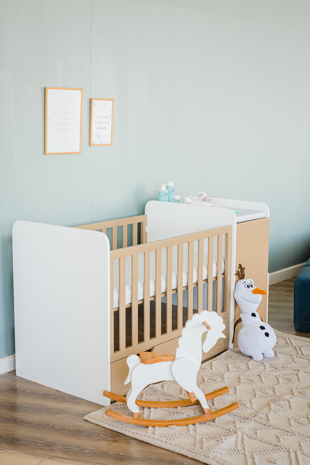 Almond Crib with Attached Changing Table 3