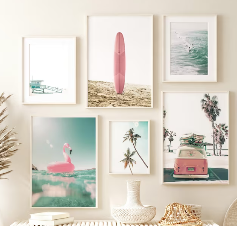 Beach Pink Gallery Wall Set of 6 1