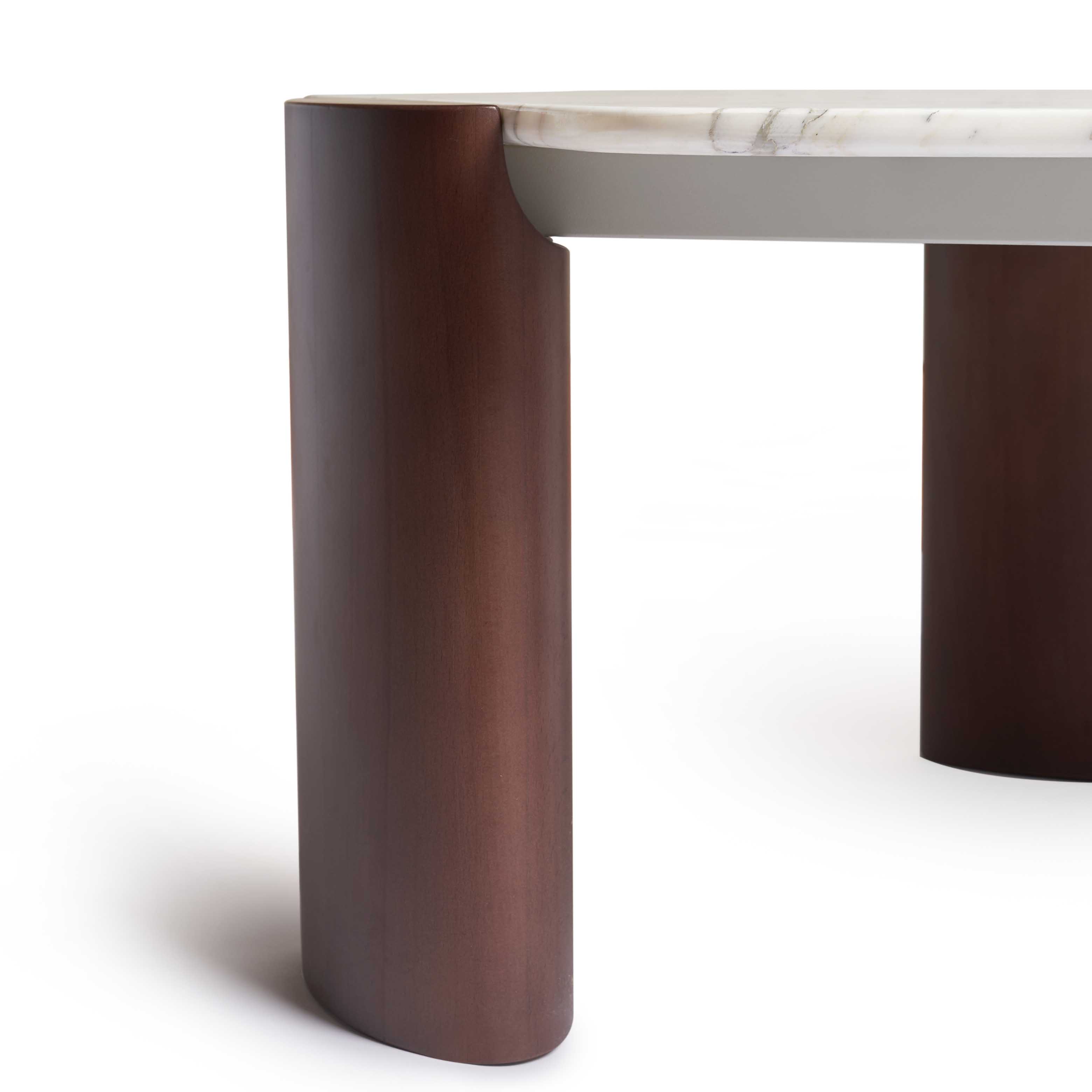 LOB Low Coffee Table With Travertine Marble Top & Beech Legs 2