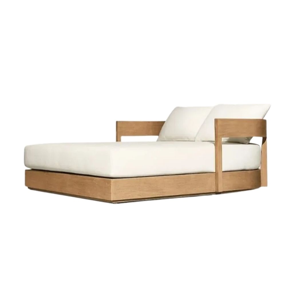 Curve Sunbed - Swedish Wood - Waterproof Fabric image