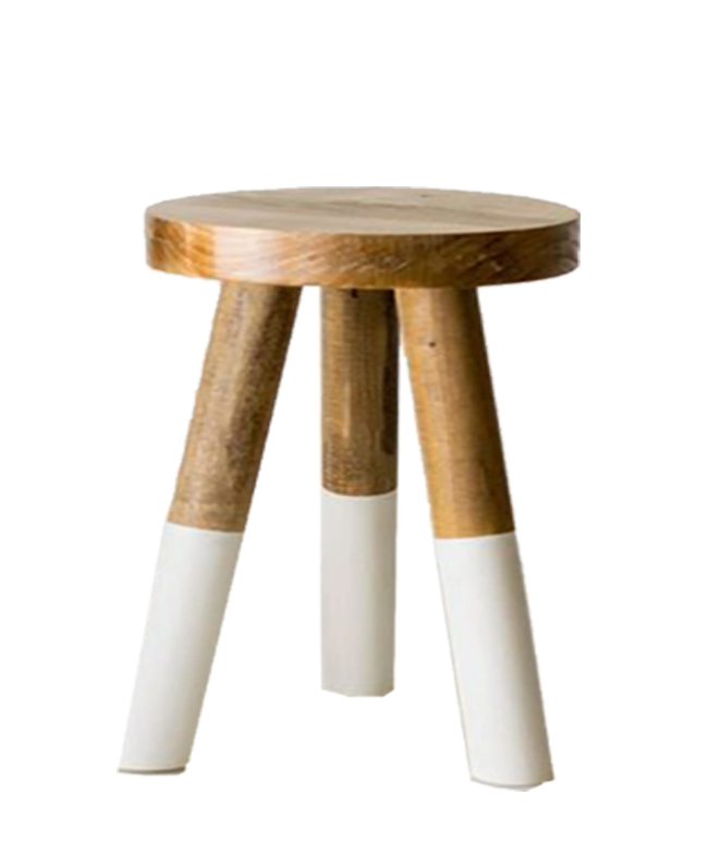 Dip Dyed Stool - Wooden Round Design With Slanted Legs 0