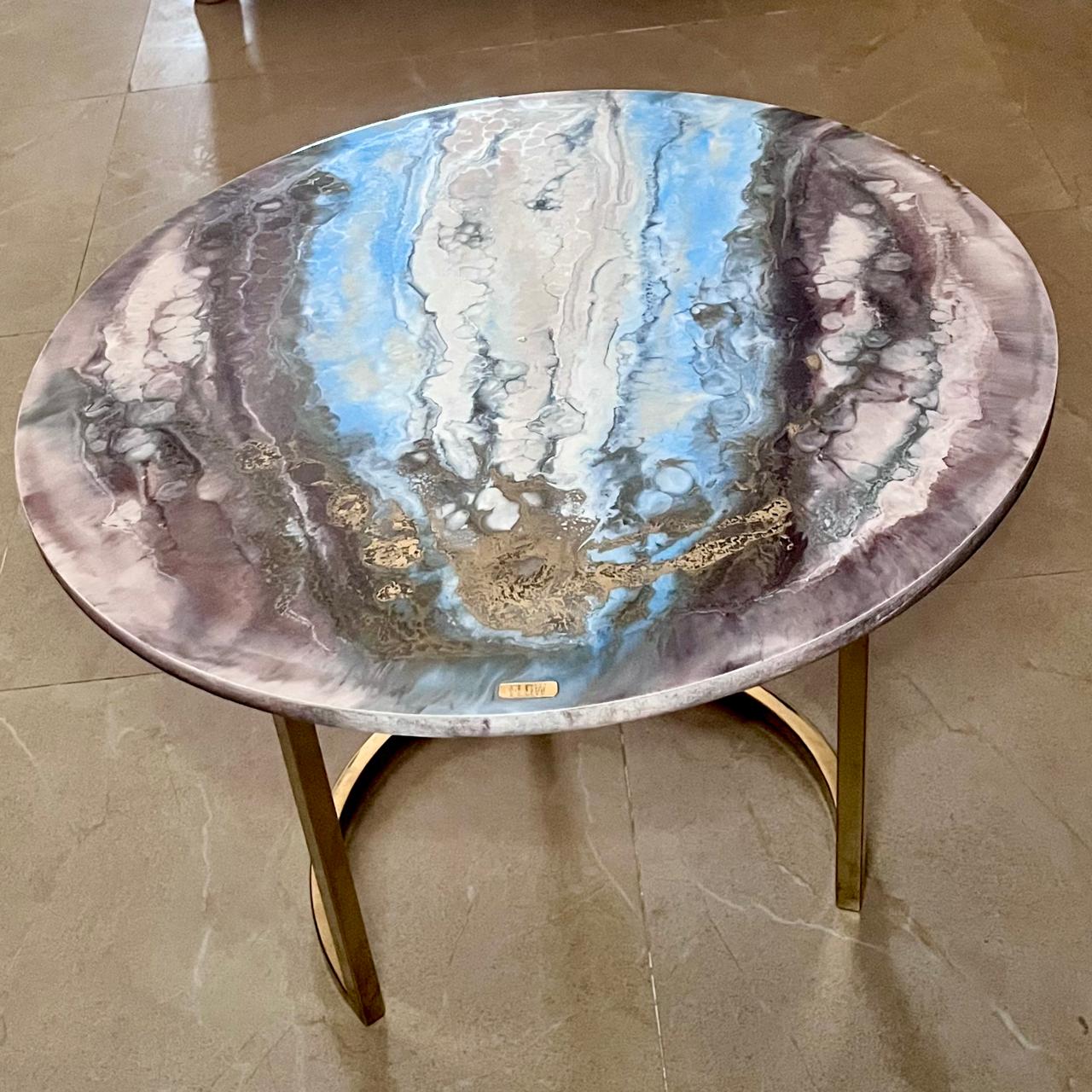 Light Blue & Maroon Center Tables – Set of 2 4