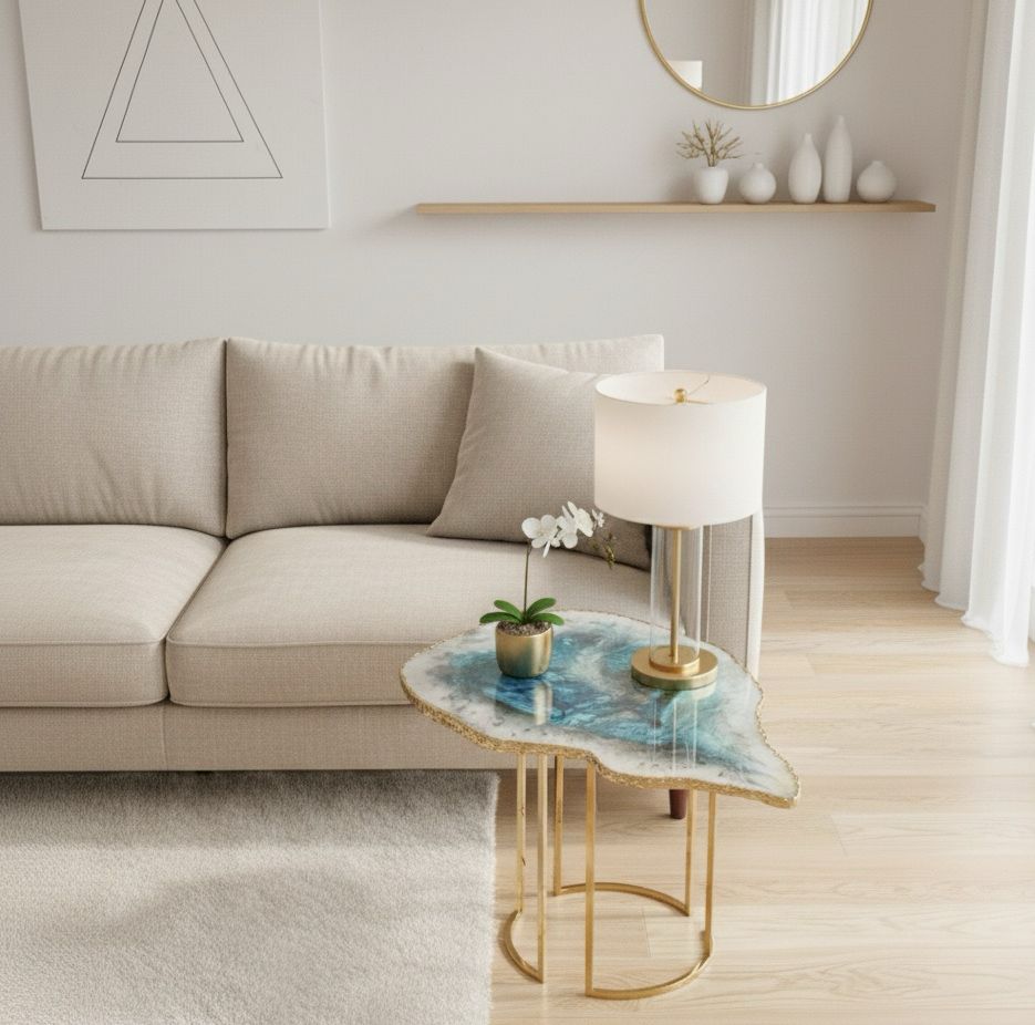 Turquoise & White Agate Side Table 4