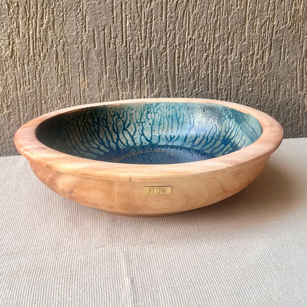 Blue Epoxy Bowl – A Unique Handmade Kaya Wood Centerpiece 1