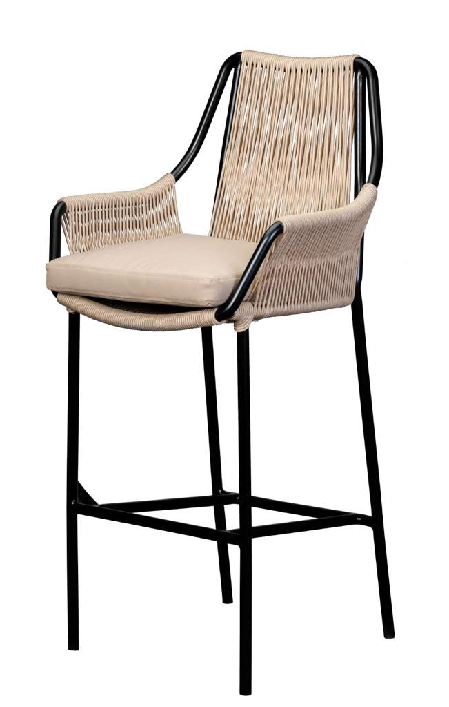 Tango Rope Bar Stool With Aluminum Frame and Treated Fabric Seat 0