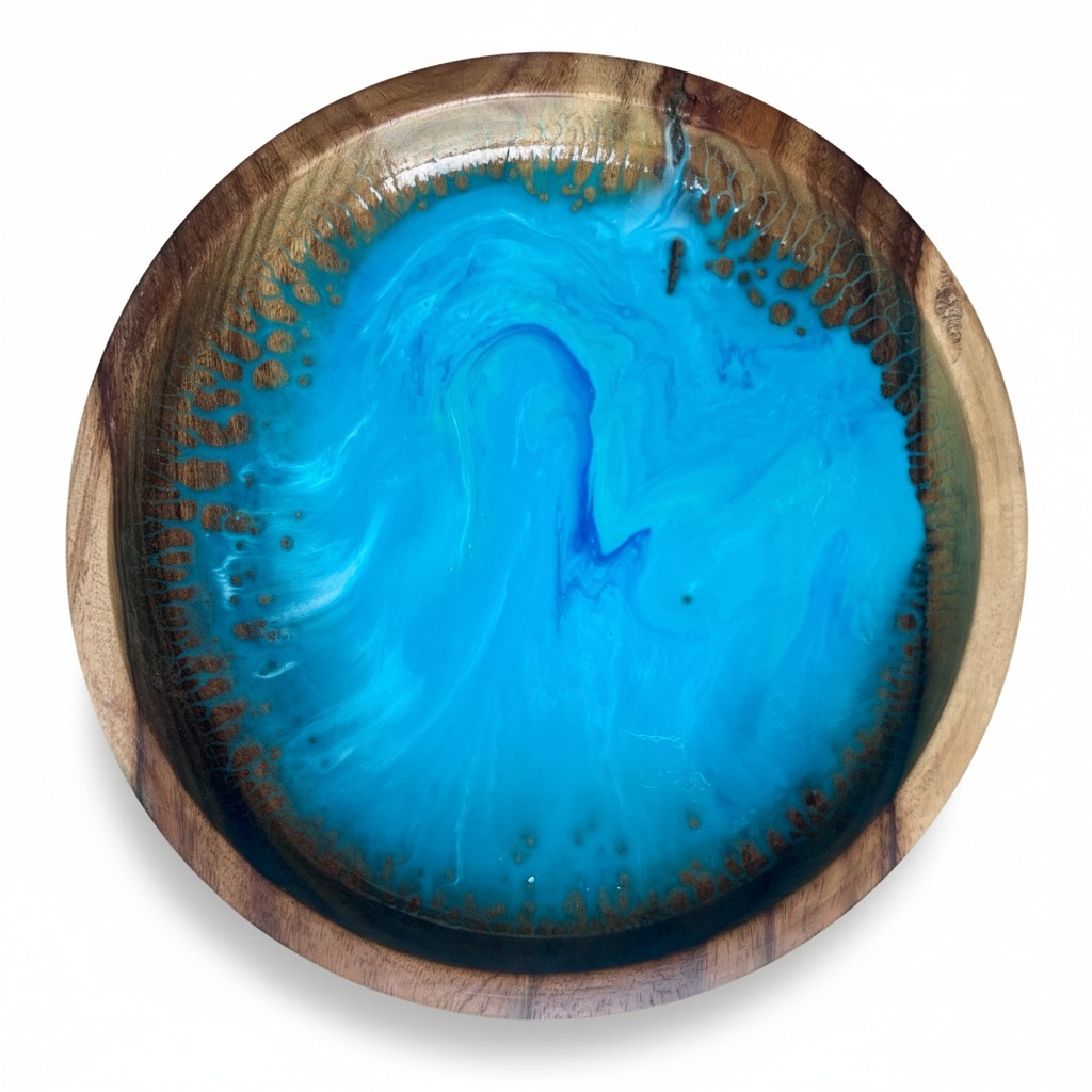Aquamarine Dark wooden bowl 2