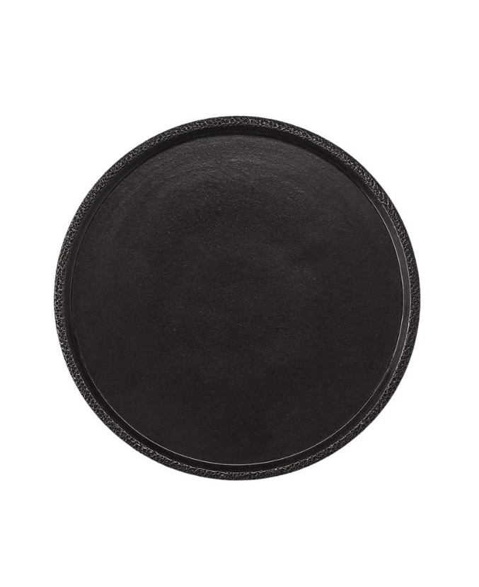 Ashes Black Pottery Plate – Full Hammered Edge - Fire-Inspired Design 0