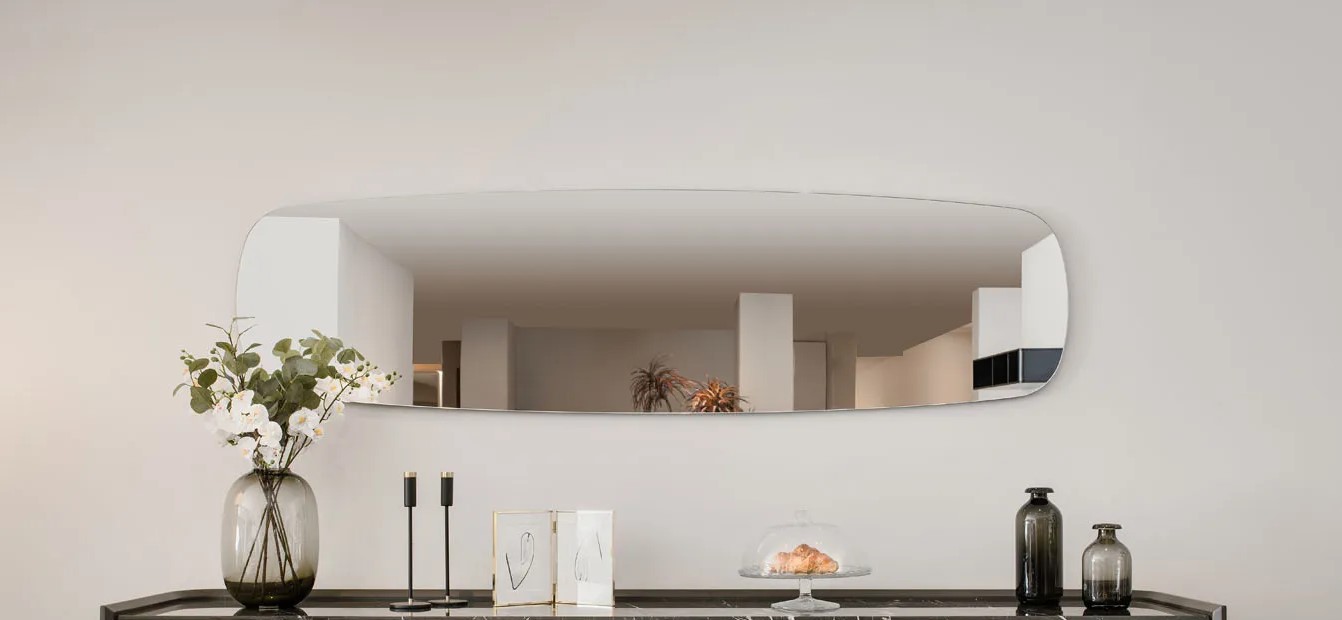 Lazurde Contemporary Rectangular Wall Mirror With Rounded Edges 0
