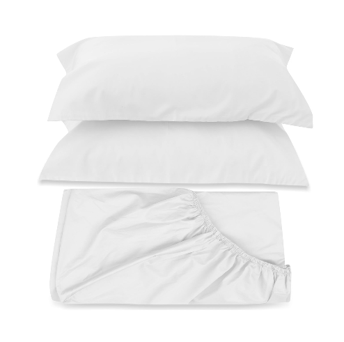White Fitted Sheet + Pillowcases (600 TC) 0