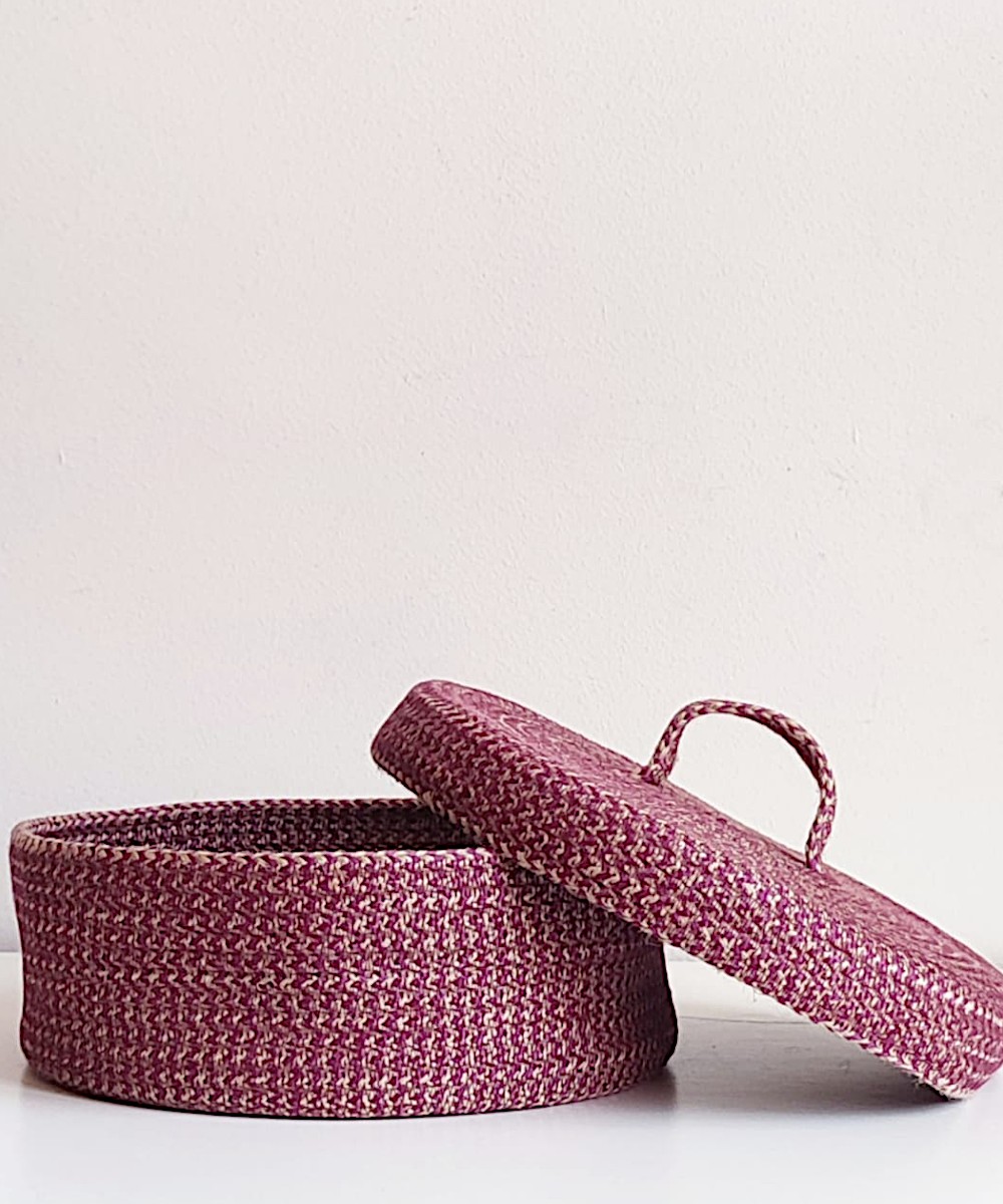 Colored Jute Basket with Lid 4