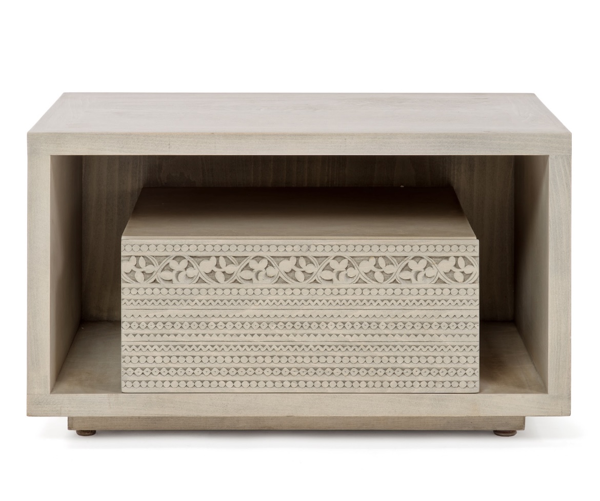 Carved Night Table With Open Shelving 0