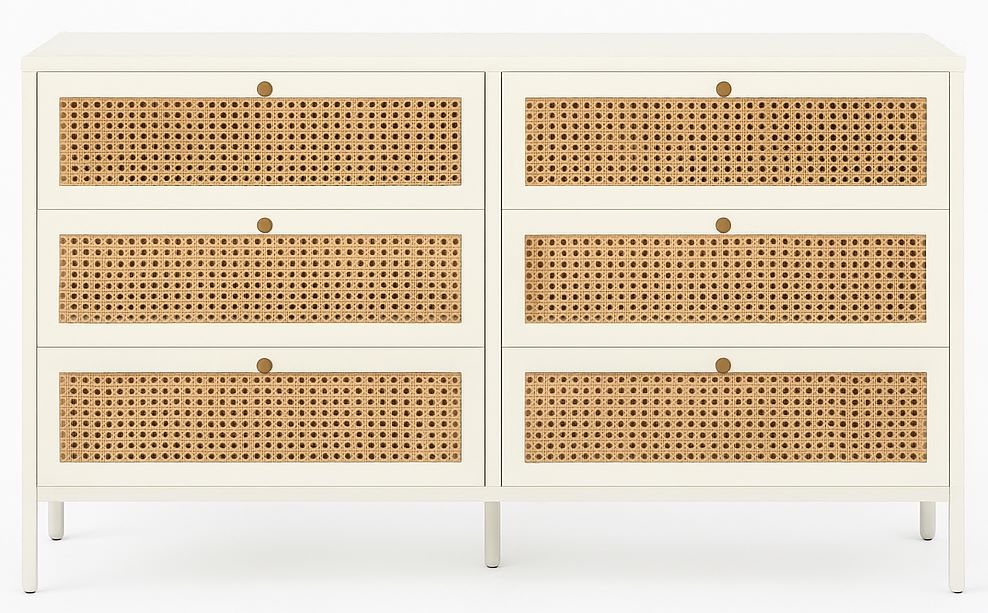Black-White Cane Chest of Drawers 0