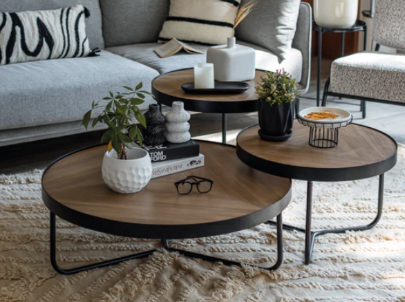 Triad Middle Table - 3 Round Tables - Steel Legs - MDF Top 1