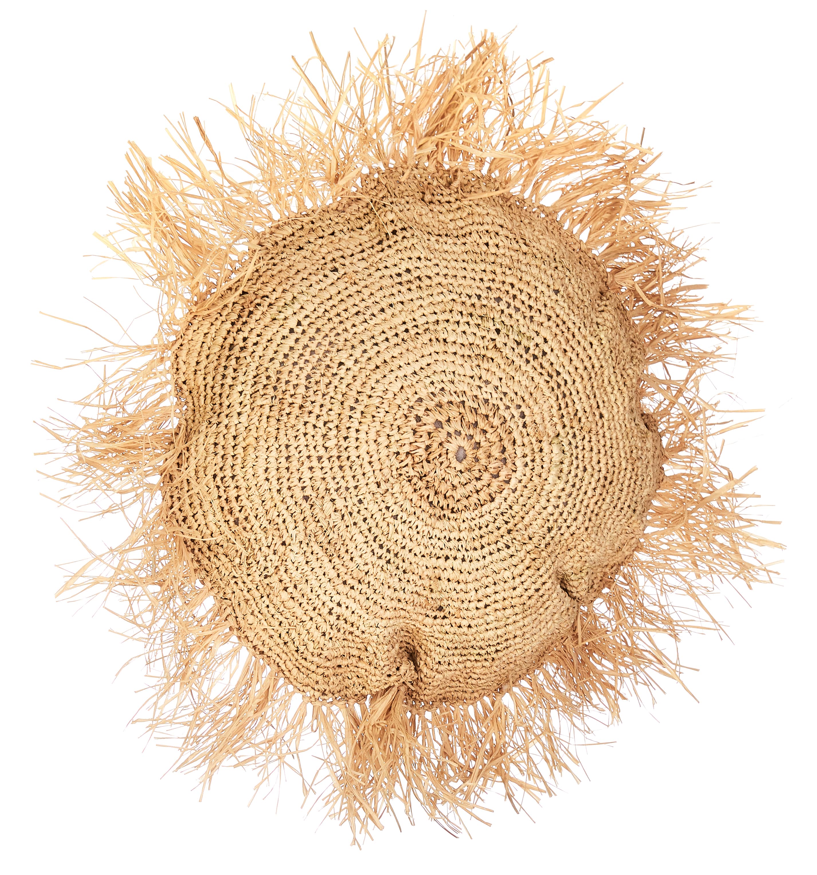 Round Raffia Cushion with Fringe 3