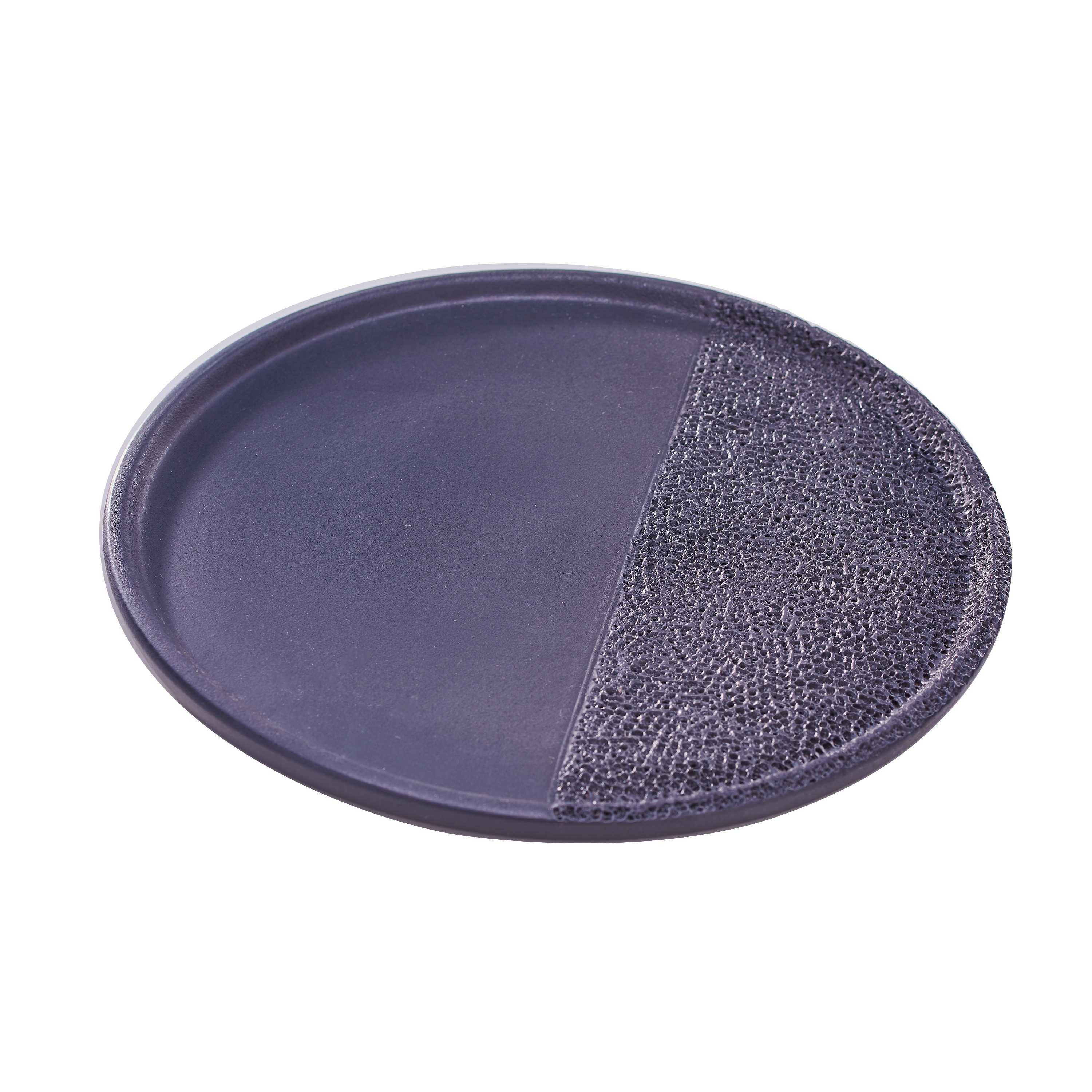 Ashes Black Pottery Plate – Half Hammered - Fire-Inspired 0