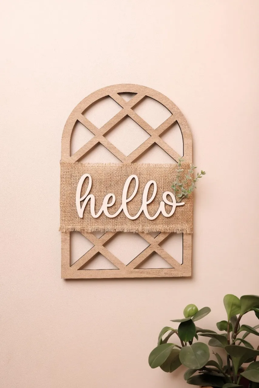 Hello Cozy Window Arch Wall Decor – A Rustic Wooden Window Frame 1