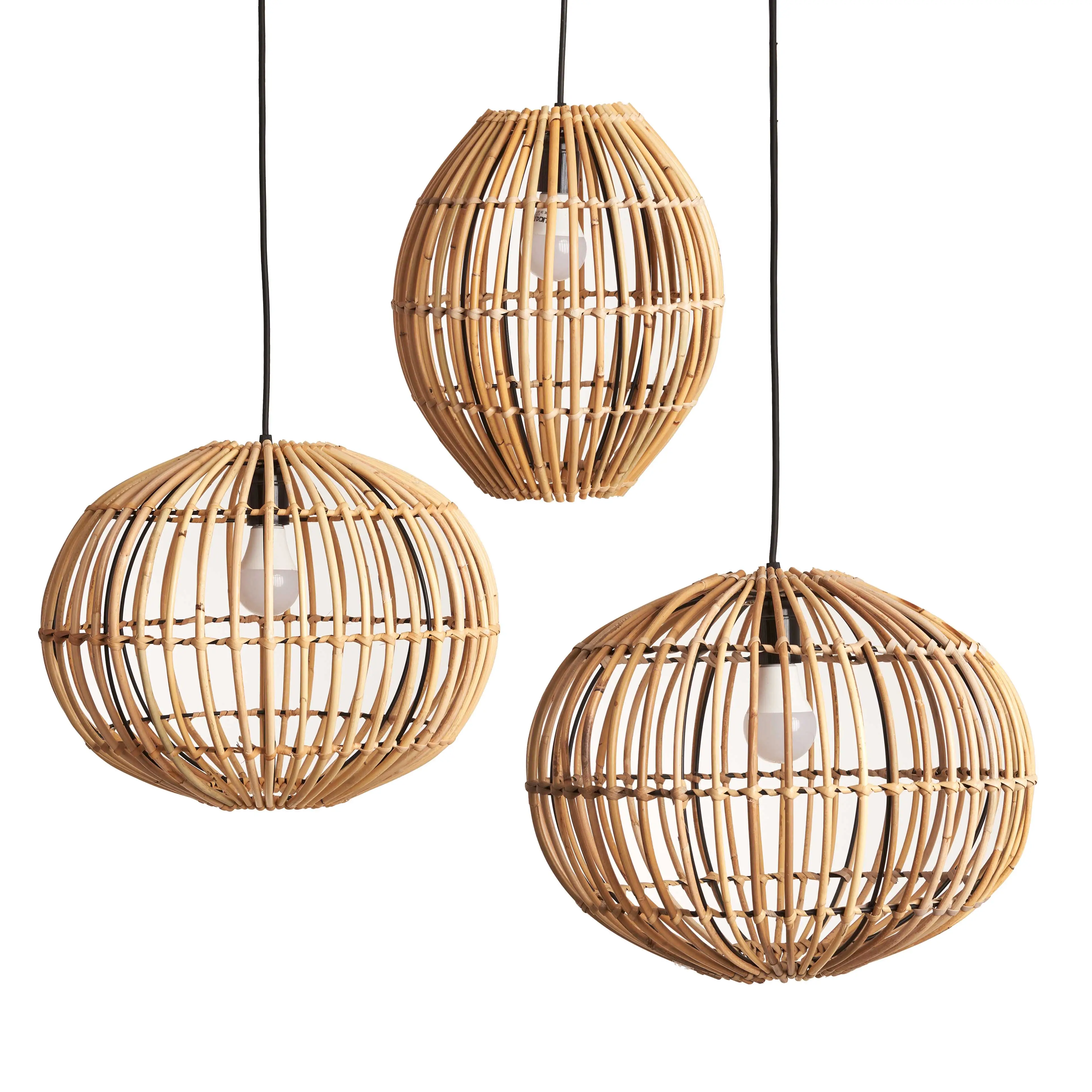 Set of 3 Bamboo Pendants  (light ) 0