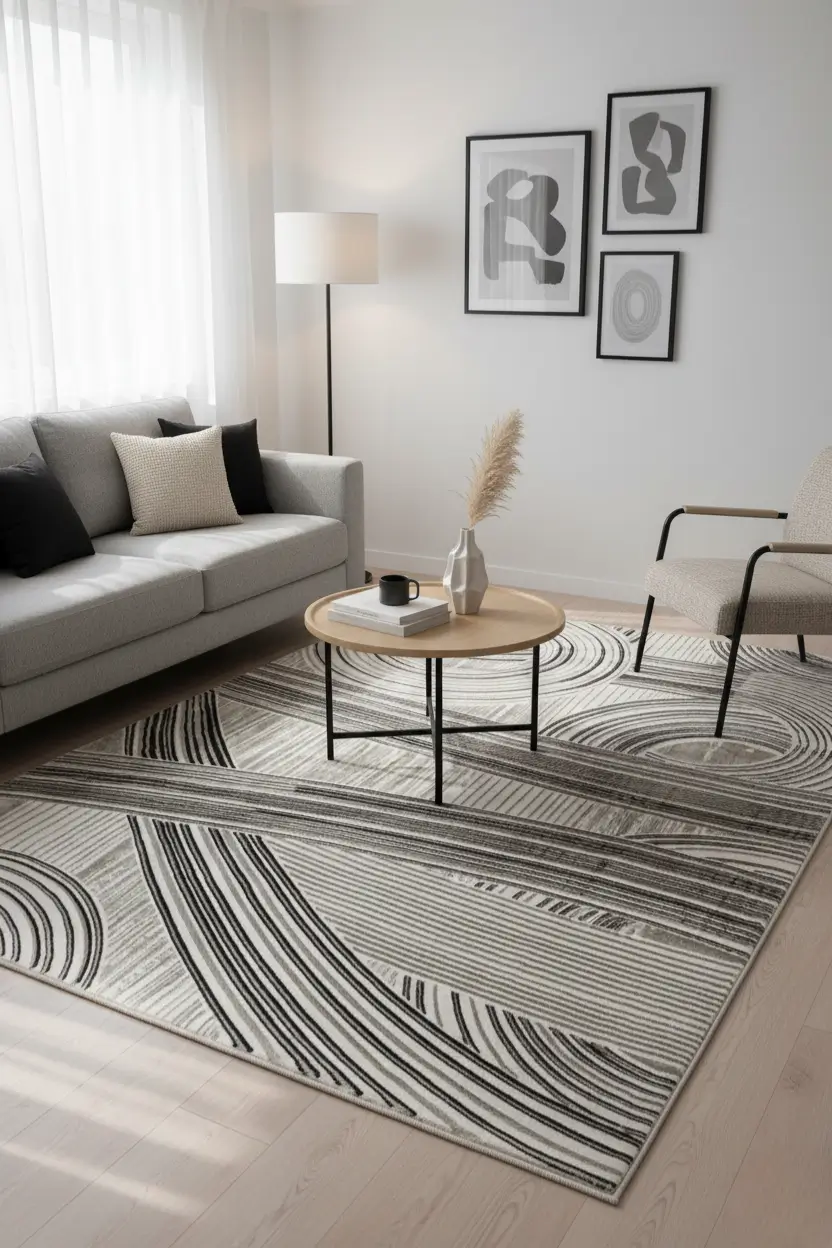 سجادة مارفل لاند مودرن بتدرجات رمادية 1
