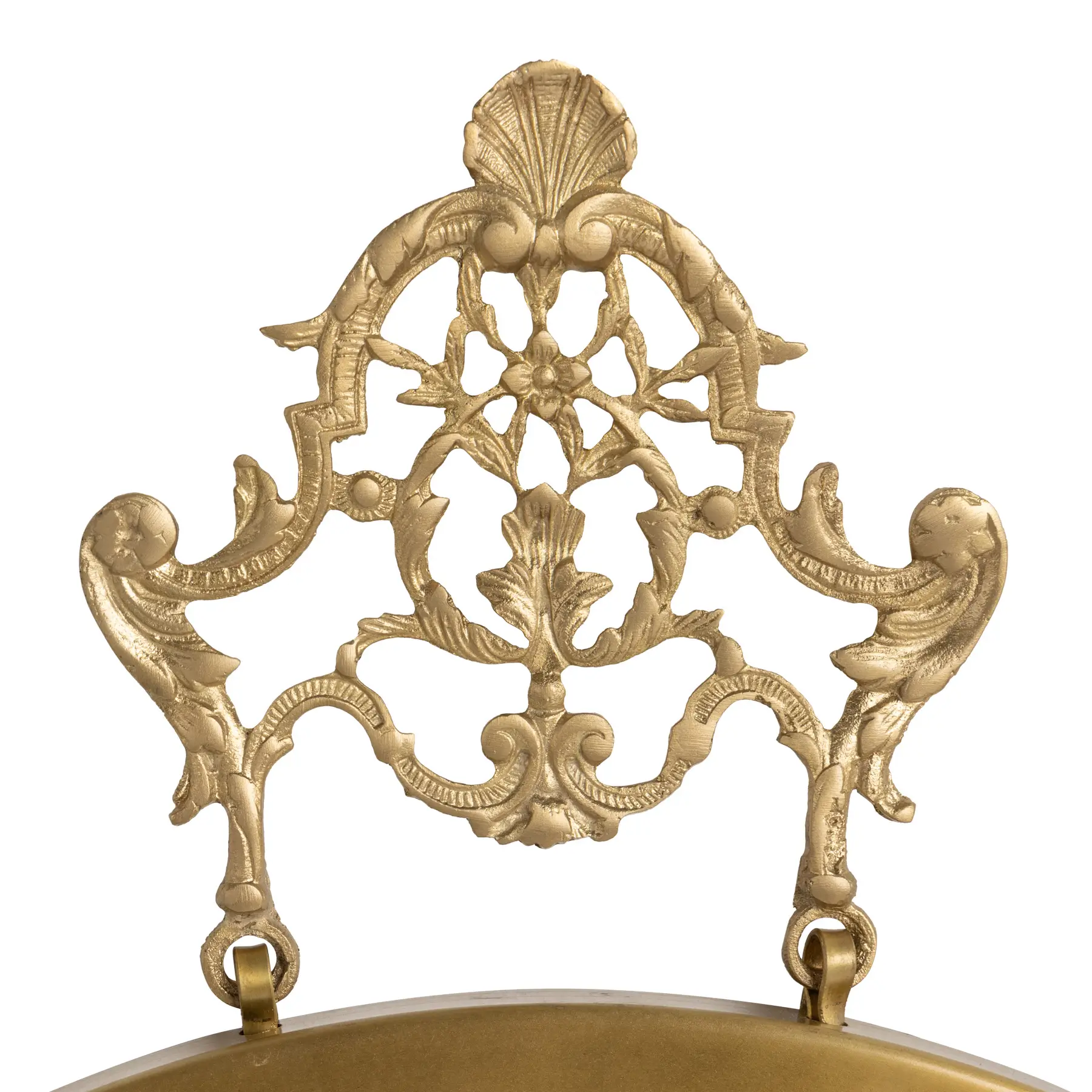 Fani Round Mirror with Ornate Crown Hook – Antique Gold Finish 2