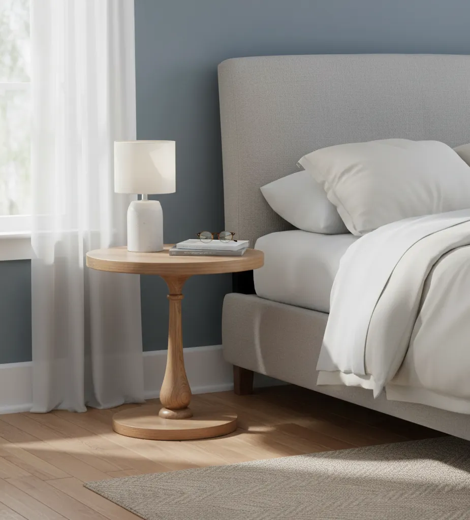 Mashrabiya Oak & Beech Wood Side Table with Turned Base 2