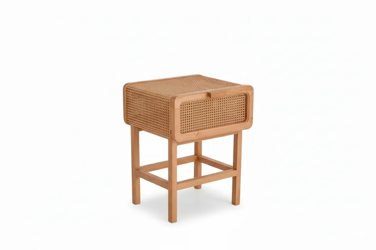 طاولة سرير جانبية بينيلوبي من الكانيه وخشب الزان