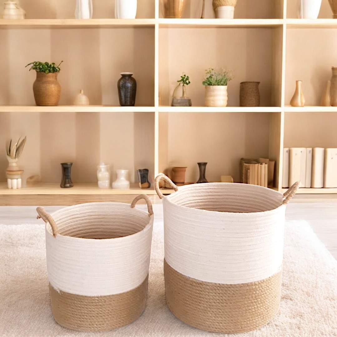 Cylinder Jute x Cotton Baskets Set 0