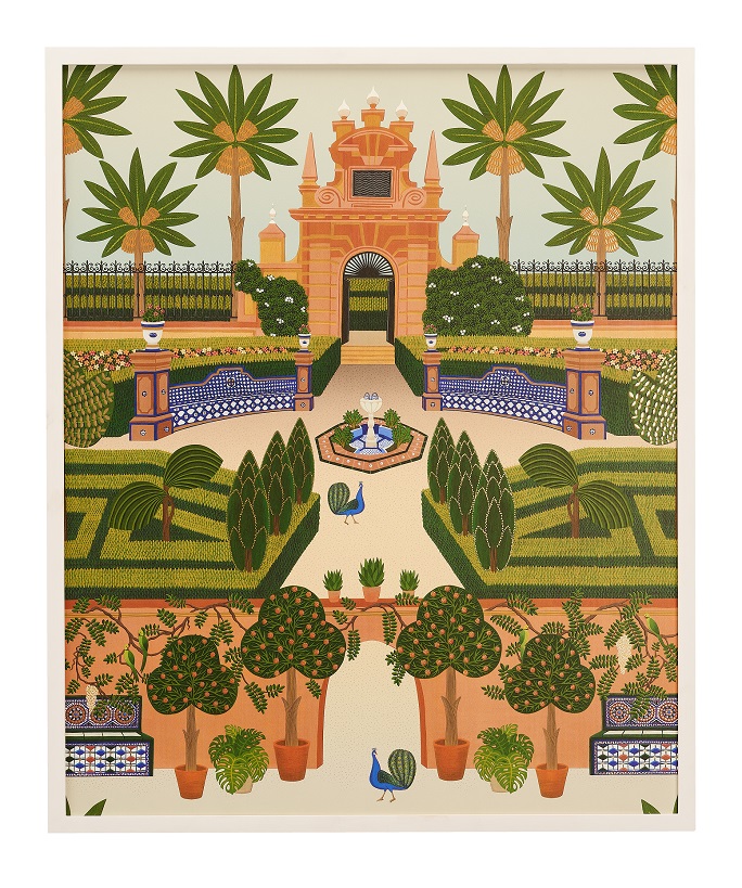 Alcazar Gardens Printed Artwork With Wooden Frame 0