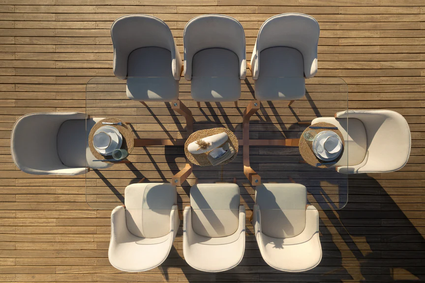 Lune Beech Wood Dining Table With Black Glass Top 3