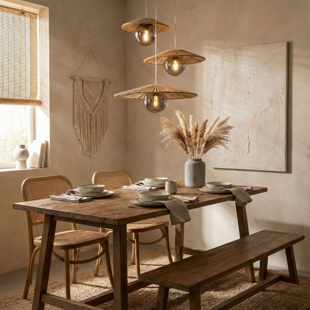 Burlap threads-boho Ceiling Lamp 1