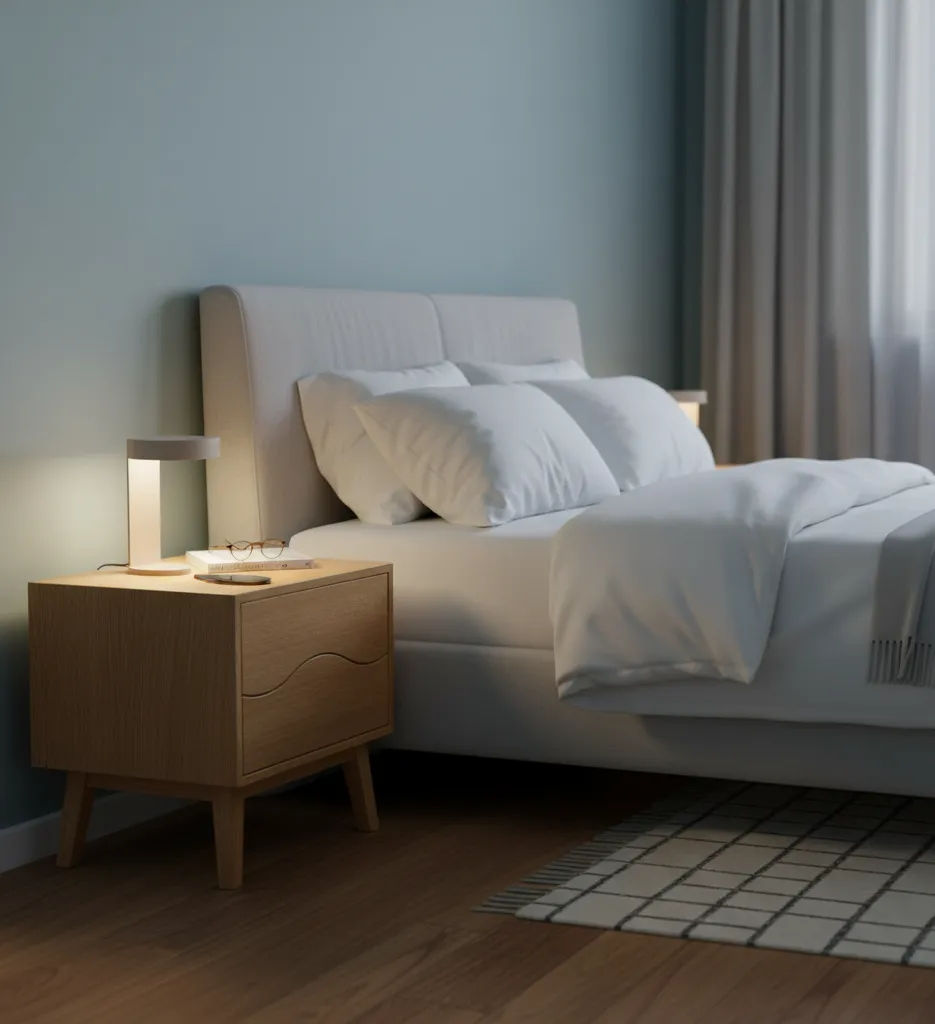 Tide Nightstand - Oak Wood - Push-To-Open Drawers 2