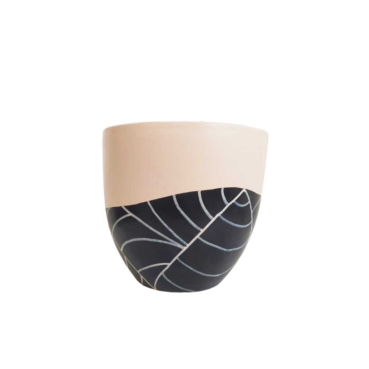 Black Leaf & beige Decorative Plant Pot - 40 cm 0