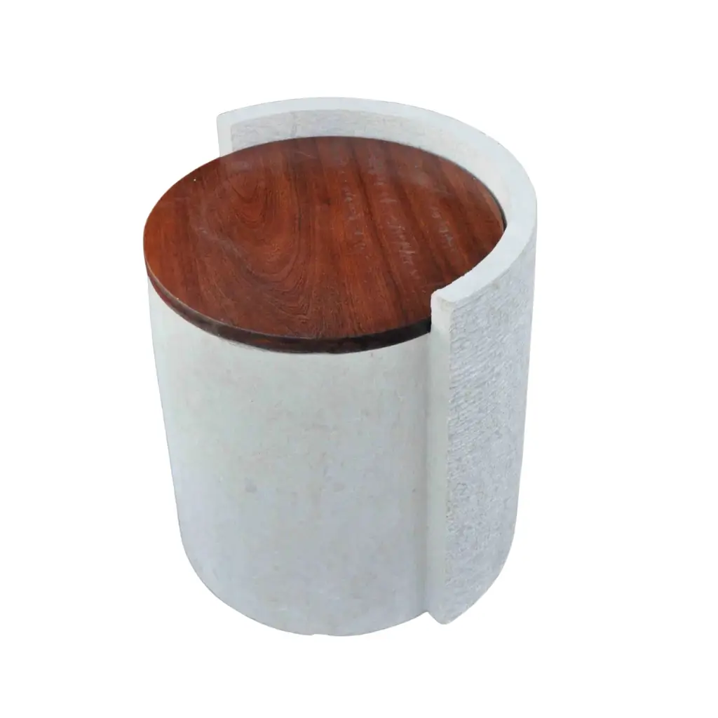Outdoor Side Table – Stone & Wood 0