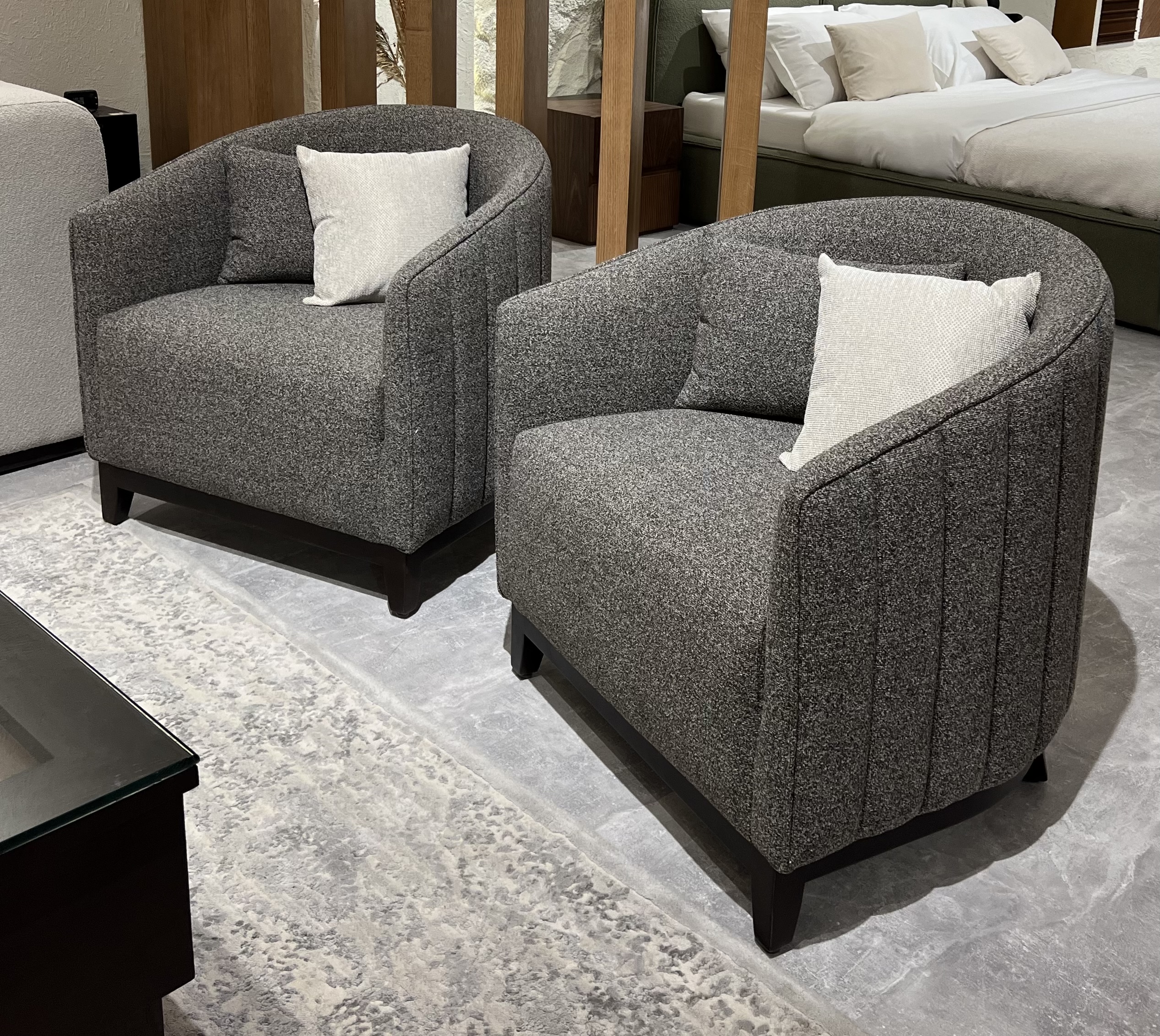 Flutes Lounge Chair - Fully Upholstered - Beech Wooden Legs 4