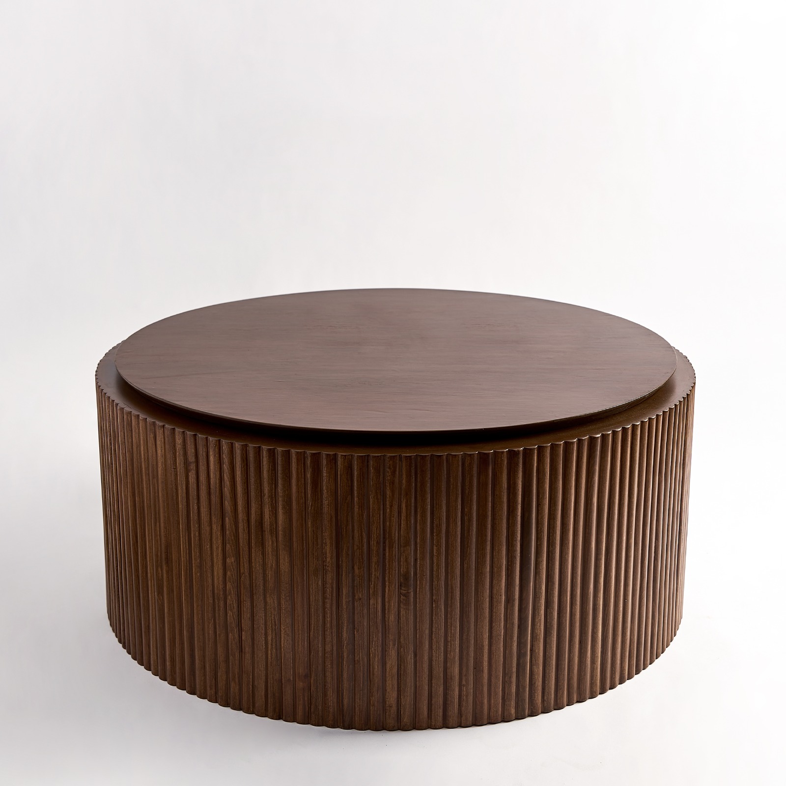 Store Wooden Top - Coffee Table With A Storage Box - Round 0