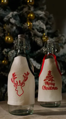 Merry Christmas Bottle Apron Set 1