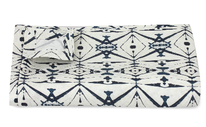 Indigo Ikat Cotton Tablecloth 0