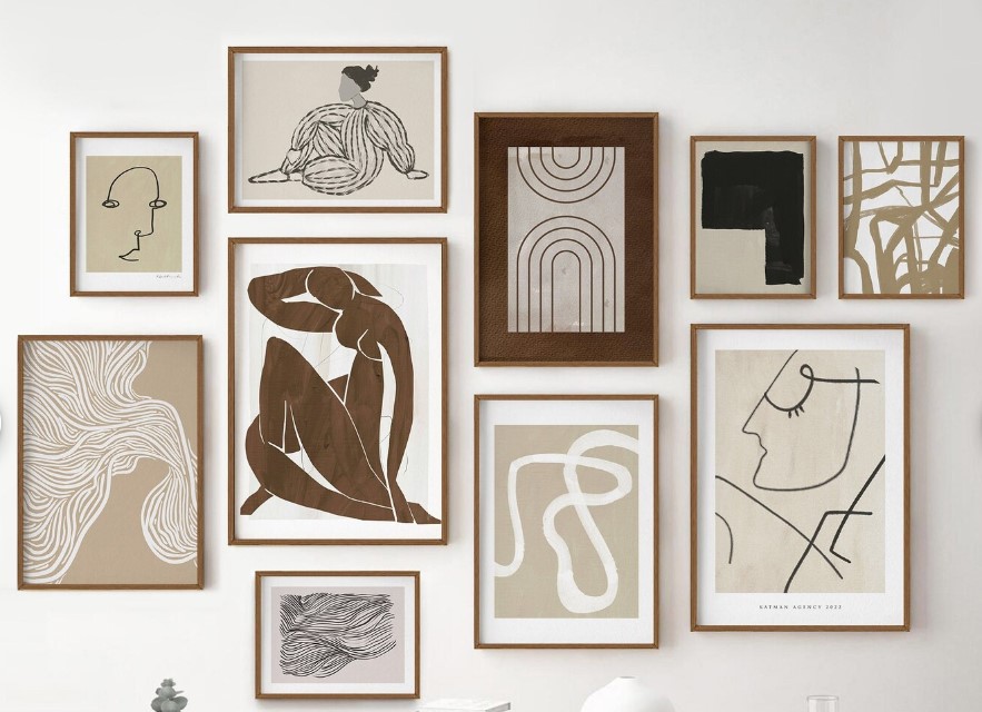 Abstract Modern Printed Wall Artwork Set With Wooden Frame 0
