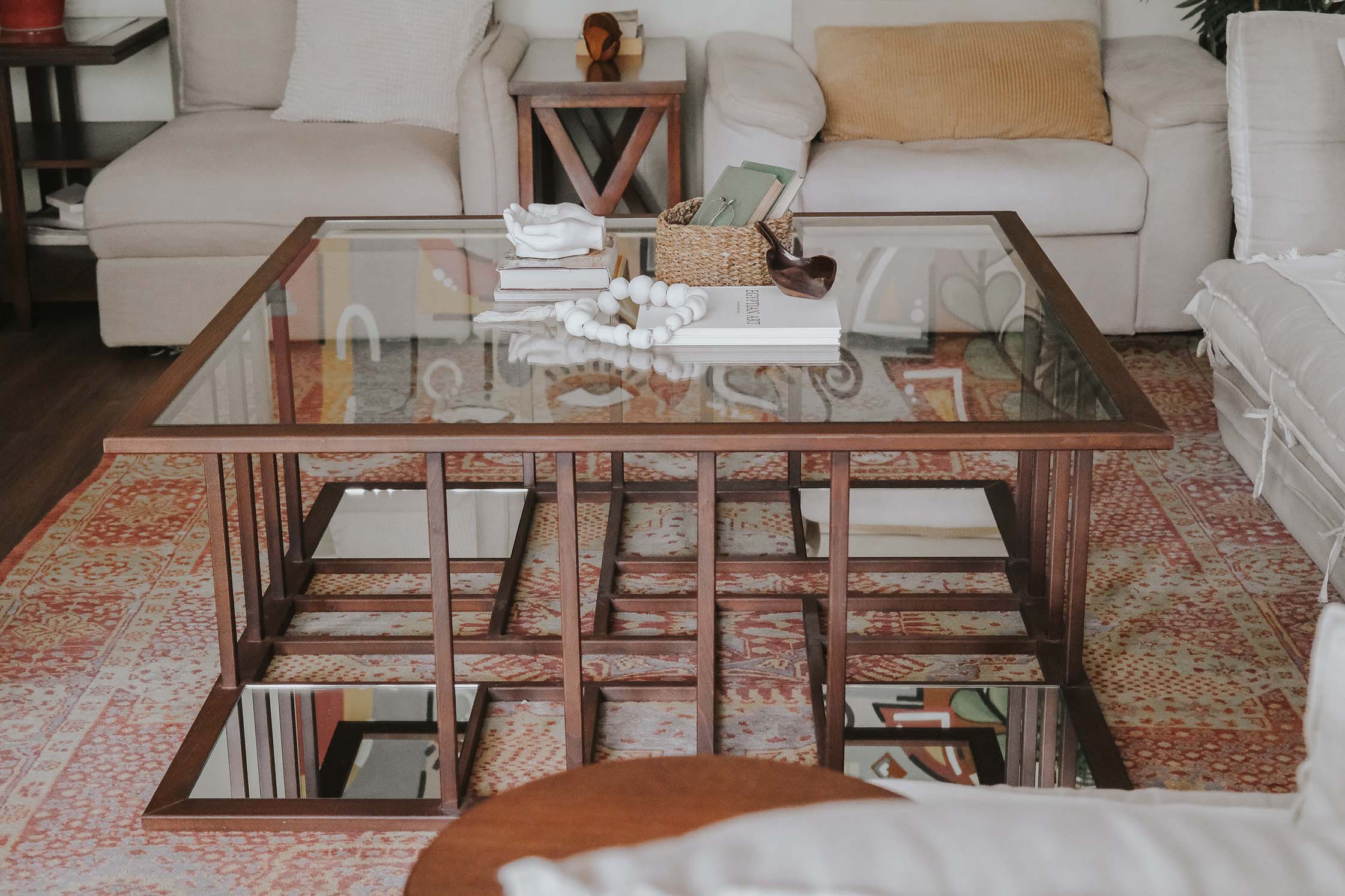 Yelika Coffee Table - Beech Wood - Glass & Mirrors 0