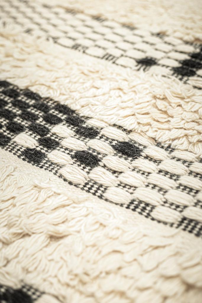 Domestic Handwoven Black & Cream Striped Rug – Timeless Design 3