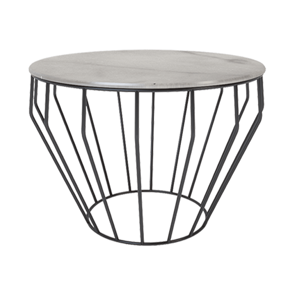 Short V Marble Top Side table - Metal Frame - Round Design 0