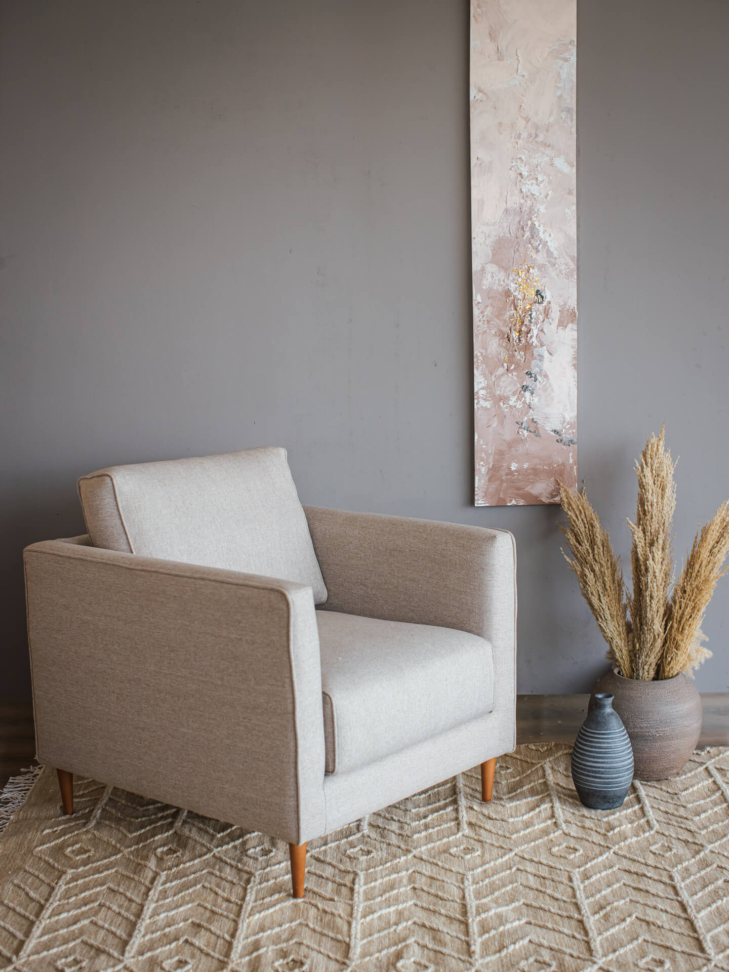 Brook Chair With Red Beech Wood Legs & Upholstered Body 0
