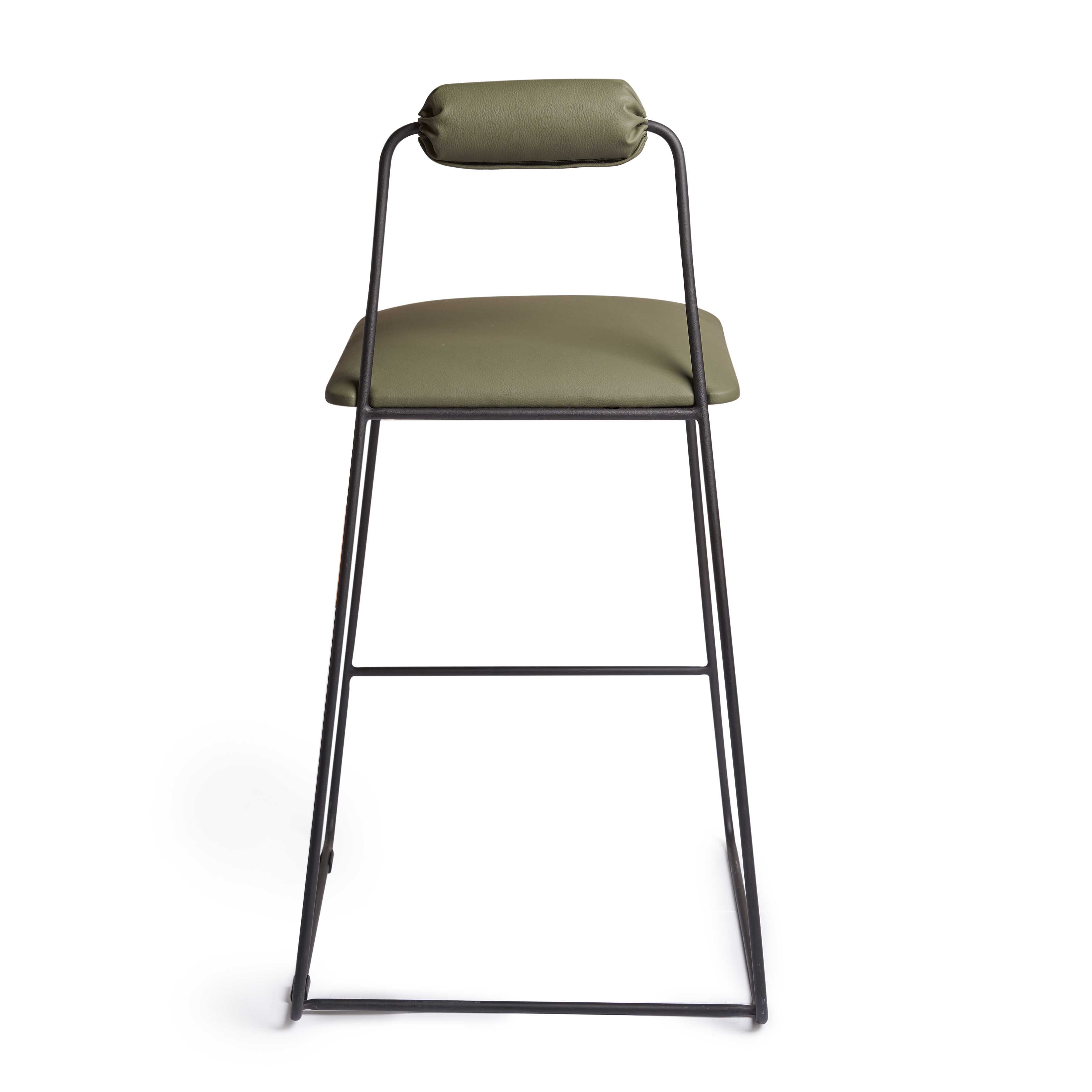 Skeleton Black Metal Bar Stool With Upholstered Seat 5