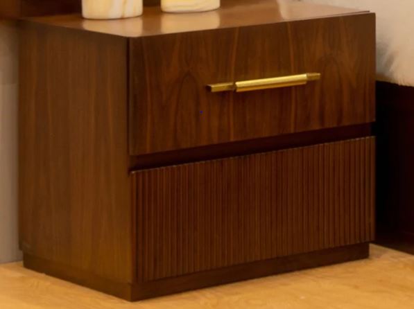 Grooves Nightstand - Beech Wood - 2 Drawers 1