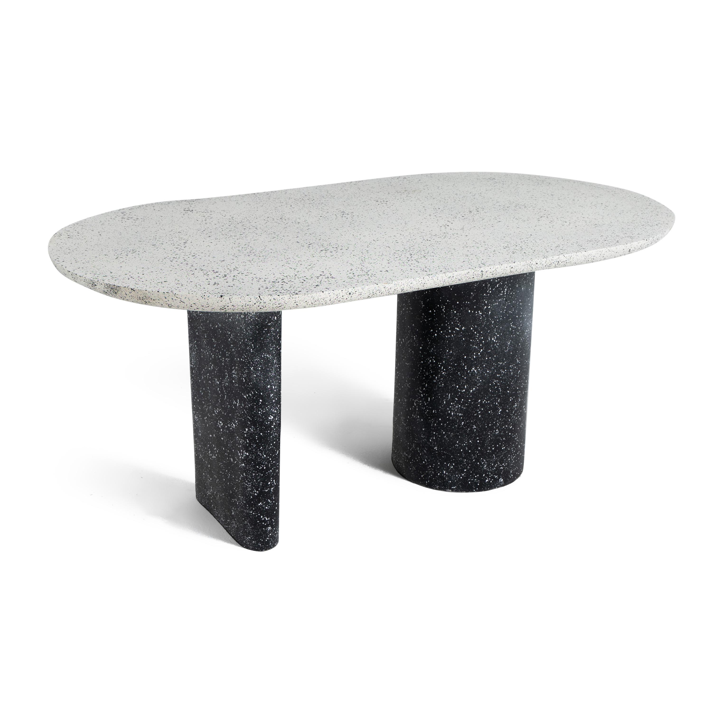 Keira Oval Fiberglass Dining Table With Stone Finish 2