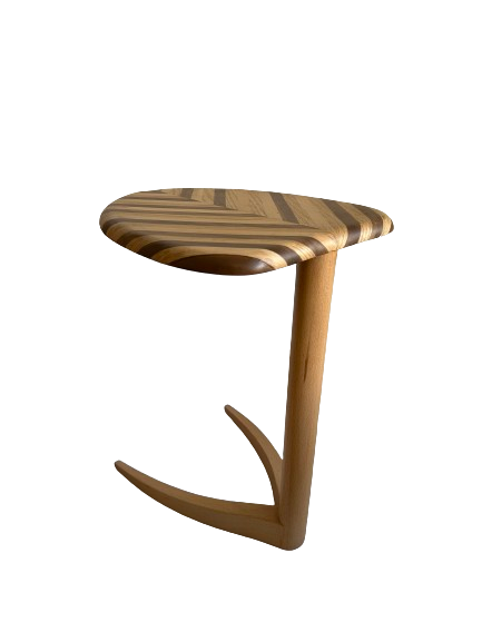 Leaf Side Table - Solid Wood - Base Slides Under Sofas 2