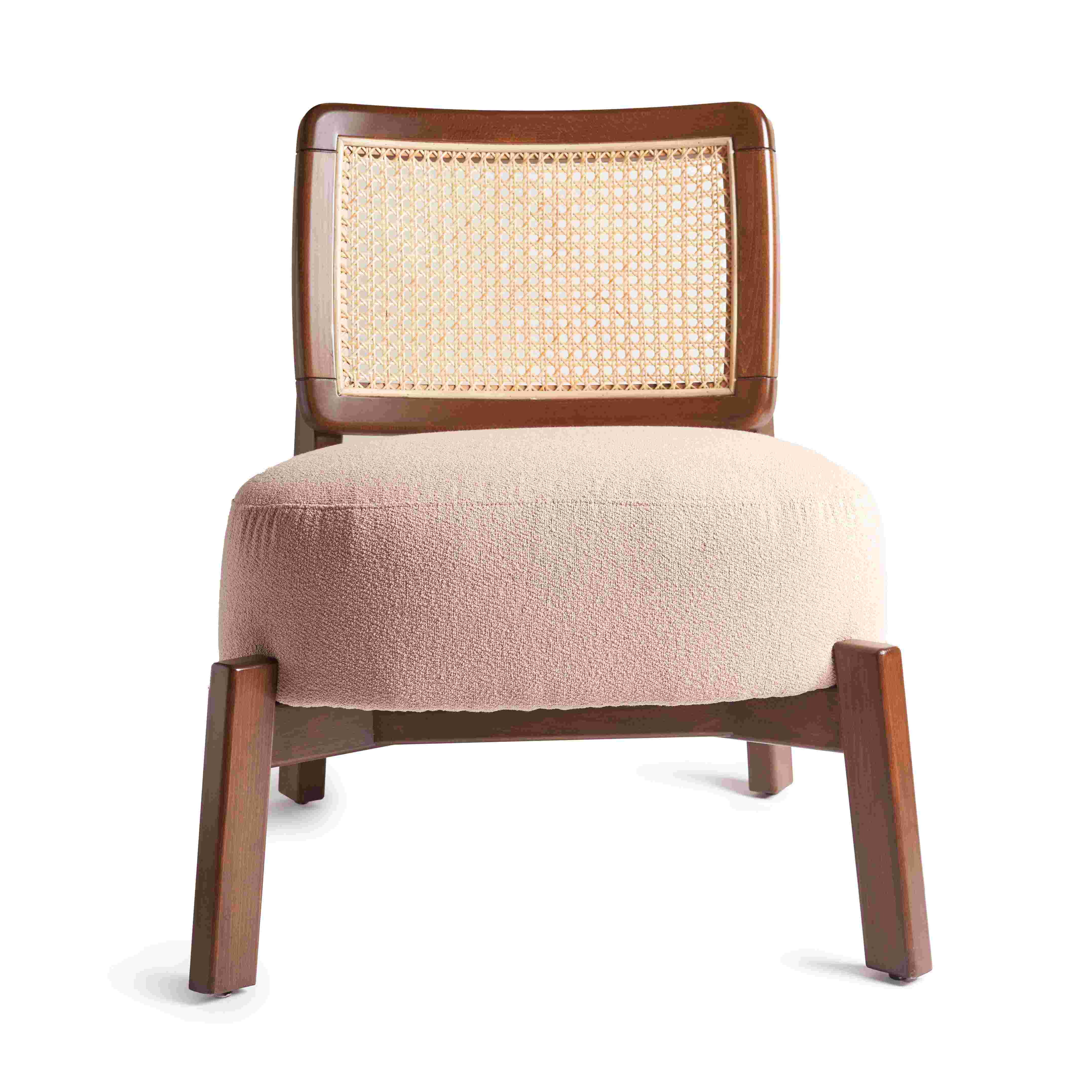 Mellow Wooden Chair – Cushioned Seat With Cane Backrest 0