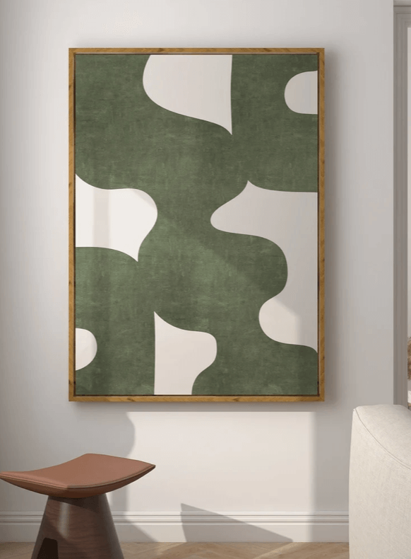 Green & Beige  Abstract Print 0
