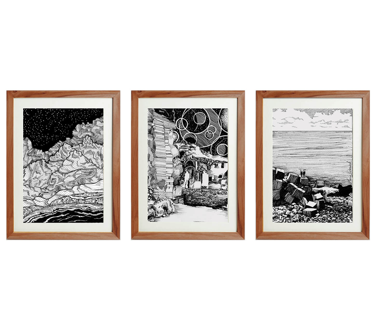 Set of 3 Egypt in Monochrome 0